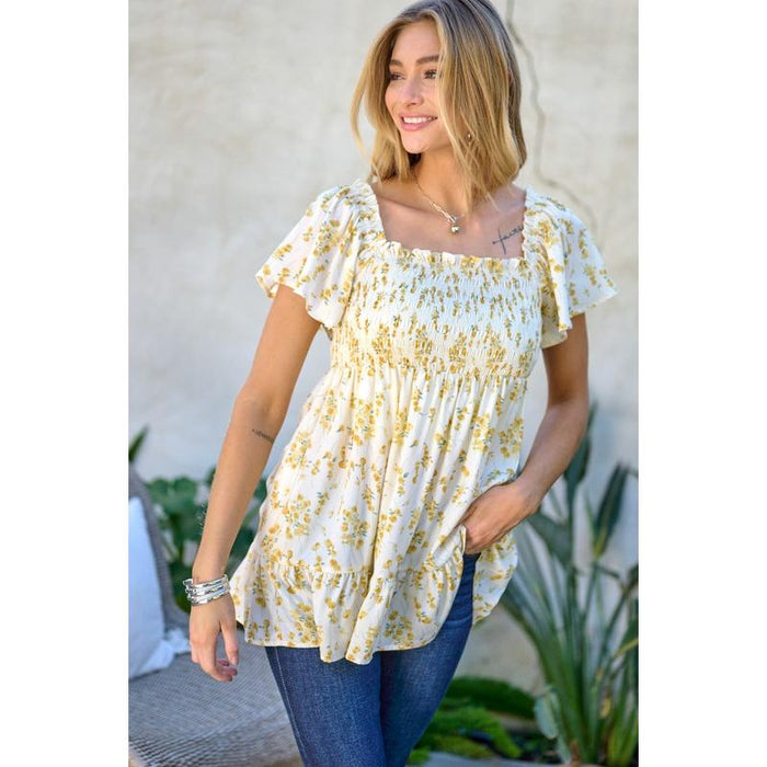 Floral Printed V-Neck Ruffle Top