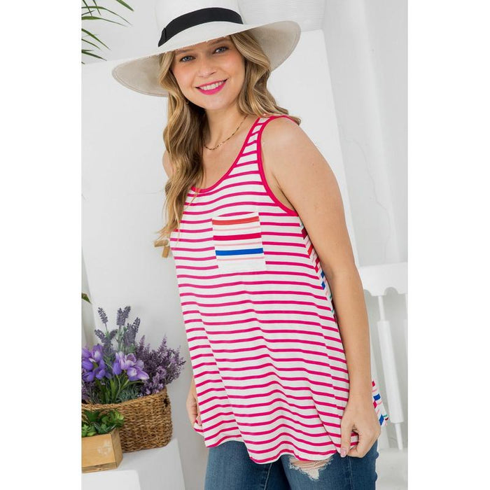 Plus Mixed Stripe Tank Top