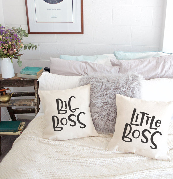 Big Boss and Little Boss Cotton Canvas Pillow Covers, 2-Pack by The Cotton & Canvas Co.