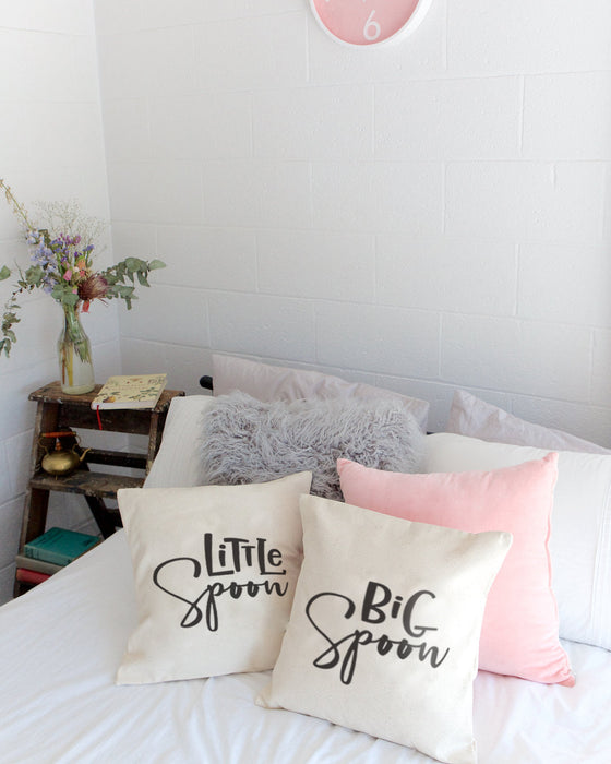 Big Spoon and Little Spoon Cotton Canvas Pillow Covers, 2-Pack by The Cotton & Canvas Co.