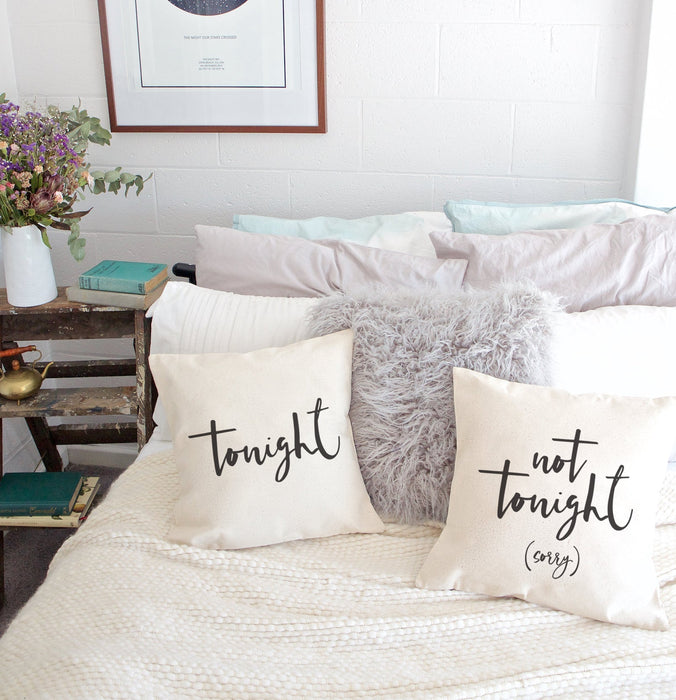 Tonight and Not Tonight Pillow Covers, 2-Pack by The Cotton & Canvas Co.