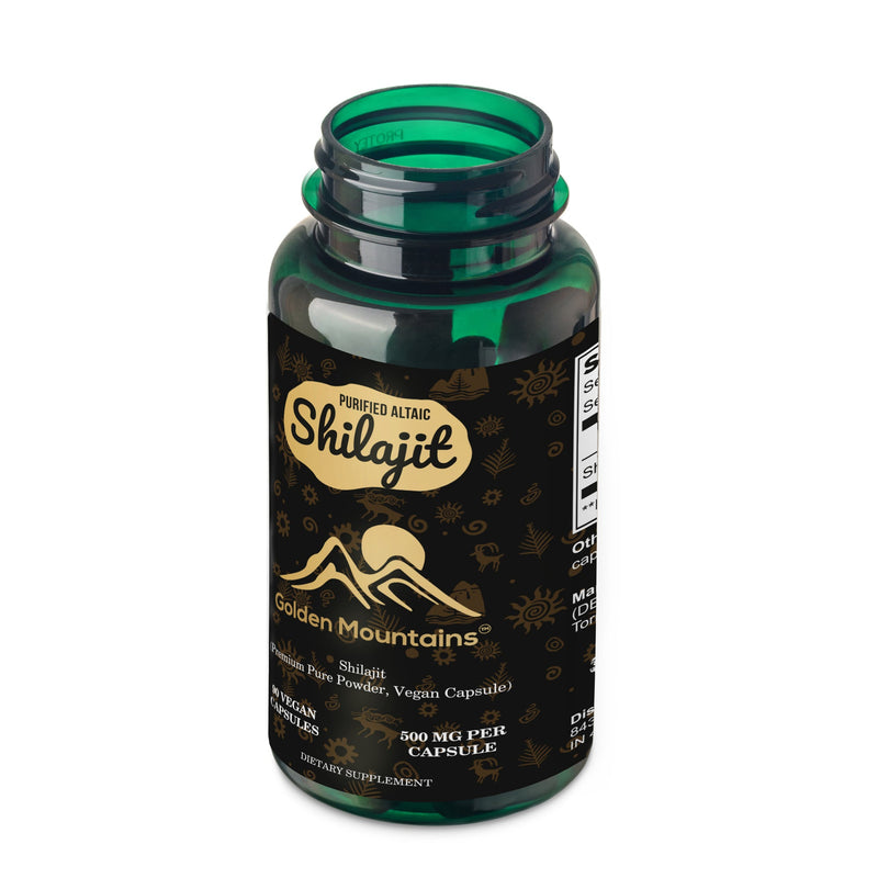 Golden Mountains Shilajit Vegan Capsules – 500mg | 90 Count