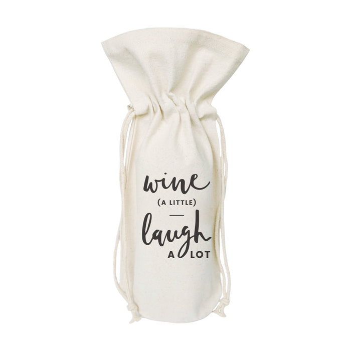 Wine a Little, Laugh A Lot Cotton Canvas Wine Bag