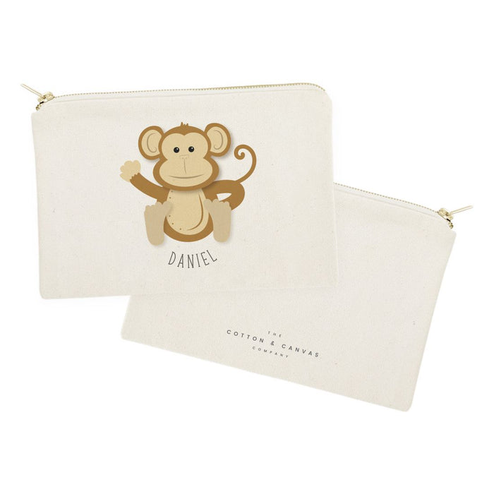 Personalized Name Monkey Cotton Canvas Cosmetic Bag