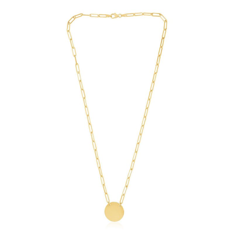 Bids.com 14k Yellow Gold High Polish Circle Disc Paperclip Link Necklace Necklaces
