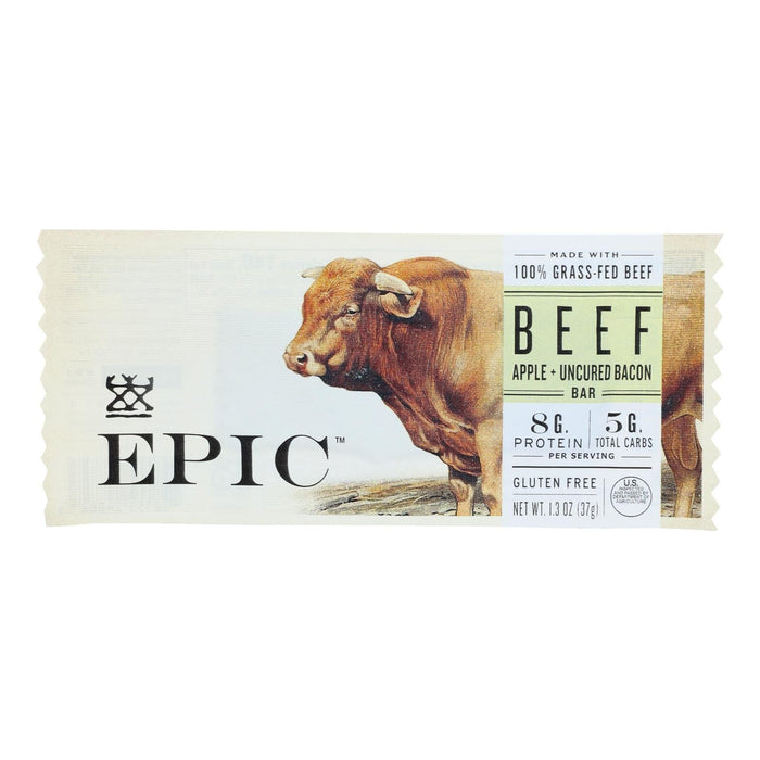 Cozy Farm - Epic Bar Beef Apple Uncured Bacon, Pack Of 12, 1.3 Oz Each