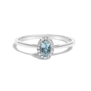 Bids.com 10K White Gold 5X3MM Oval Purple Amethyst and Diamond Accent Halo Ring (I-J Color, I1-I2 Clarity) - Ring Size 6.5 Rings
