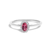Bids.com 10K White Gold 5X3MM Oval Purple Amethyst and Diamond Accent Halo Ring (I-J Color, I1-I2 Clarity) - Ring Size 6.5 Rings
