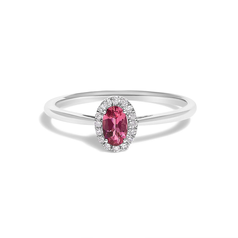 Bids.com 10K White Gold 5X3MM Oval Purple Amethyst and Diamond Accent Halo Ring (I-J Color, I1-I2 Clarity) - Ring Size 6.5 Rings