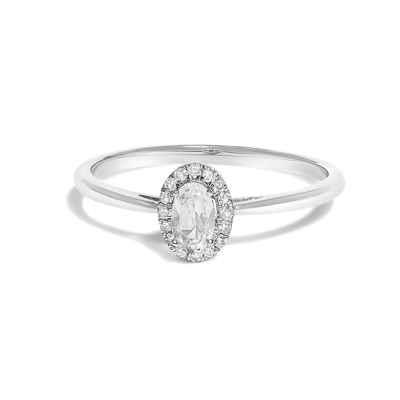 Bids.com 10K White Gold 5X3MM Oval Purple Amethyst and Diamond Accent Halo Ring (I-J Color, I1-I2 Clarity) - Ring Size 6.5 Rings
