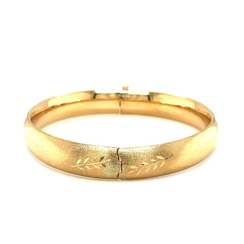 Bids.com Classic Floral Carved Bangle in 14k Yellow Gold (10.0mm) Bracelets