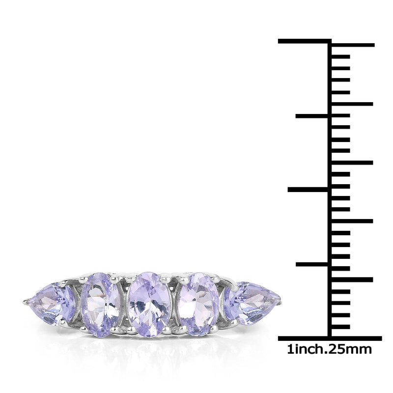 Bids.com 2.33 Carat Genuine Tanzanite .925 Sterling Silver Ring Rings