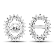 Bids.com 0.26 Carat Genuine White Diamond 14K White Gold Semi Mount Earrings - holds 8x6mm Oval Gemstones Earrings