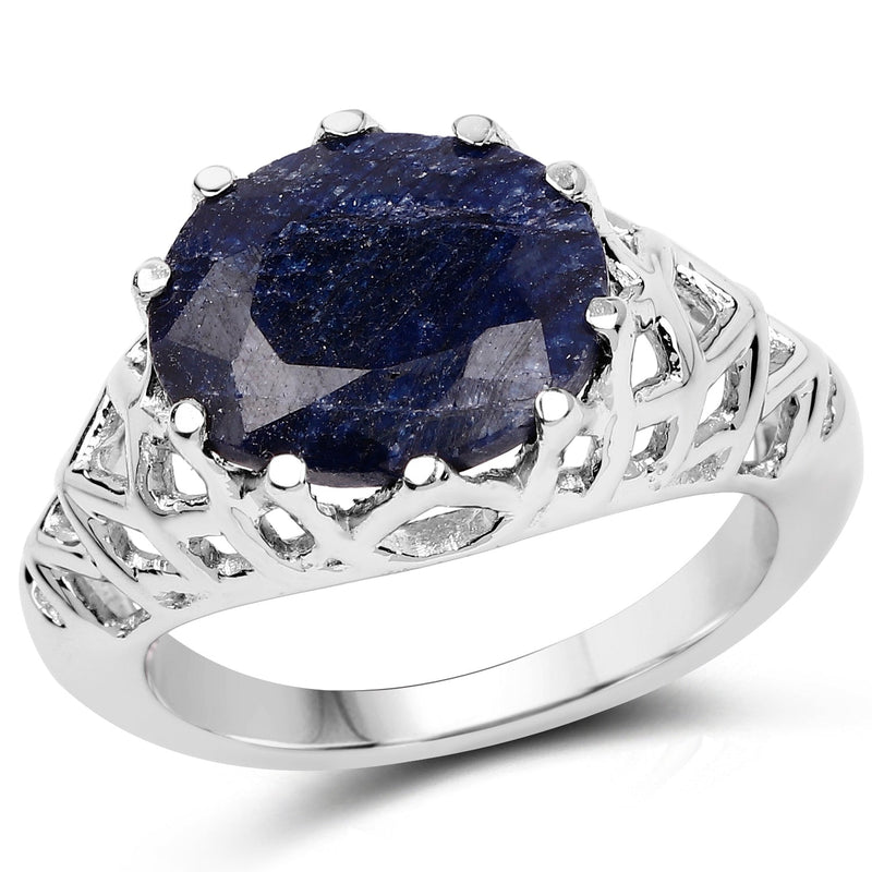 Bids.com 5.94 Carat Dyed Sapphire .925 Sterling Silver Ring Rings