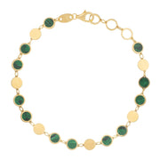 Bids.com 14k Yellow Gold Malachite Geometric Mirror Gem Chain Bracelet (5.00 mm) Bracelets