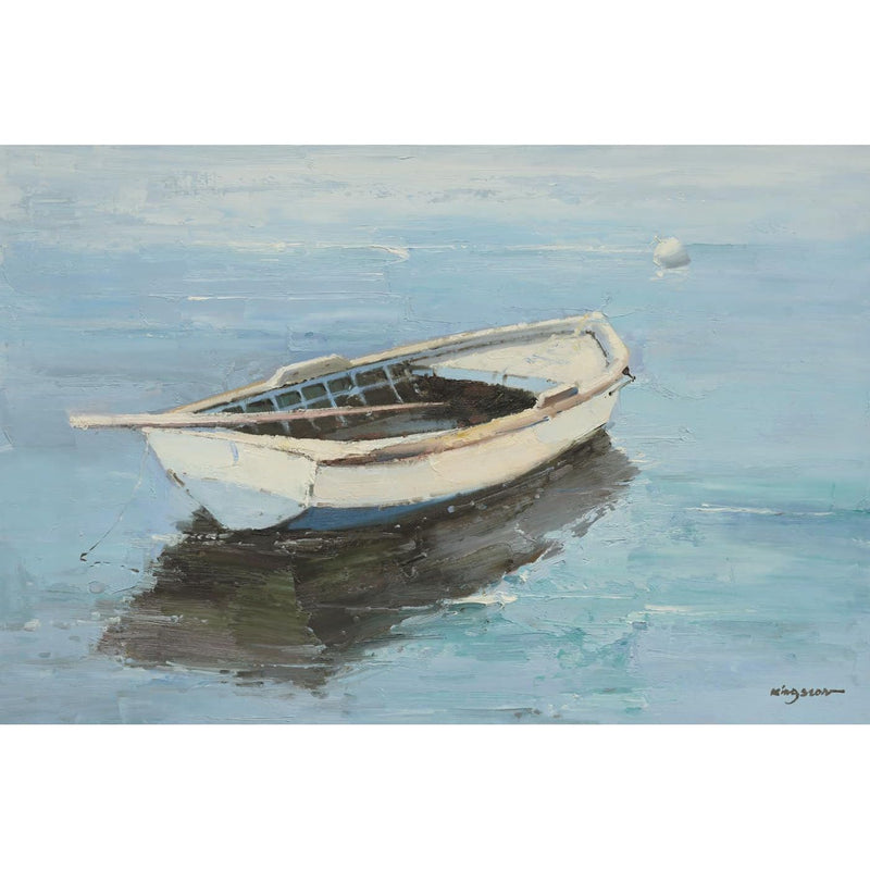 Nava Beauty Original Oil Painting of Boat Dark Gray