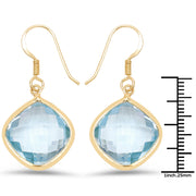 Bids.com 14K Yellow Gold Plated 29.00 Carat Genuine Blue Topaz .925 Sterling Silver Earrings Earrings