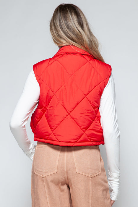 Snobbish Snap Down Quilted Crop Vest