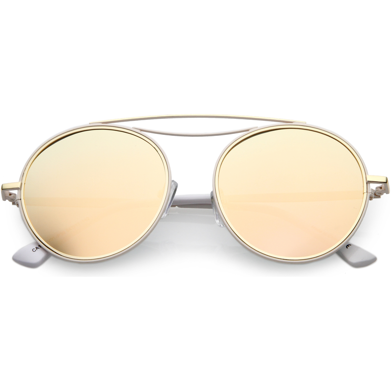 zeroUV Retro Polarized Round Metal Aviator Mirrored Lens Sunglasses C821 Sunglasses