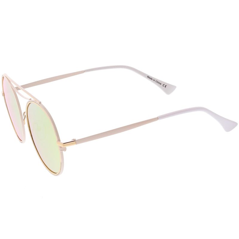 zeroUV Retro Polarized Round Metal Aviator Mirrored Lens Sunglasses C821 Sunglasses