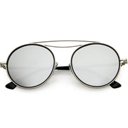 zeroUV Retro Polarized Round Metal Aviator Mirrored Lens Sunglasses C821 Sunglasses