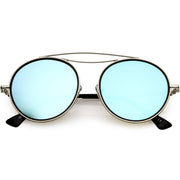 zeroUV Retro Polarized Round Metal Aviator Mirrored Lens Sunglasses C821 Sunglasses