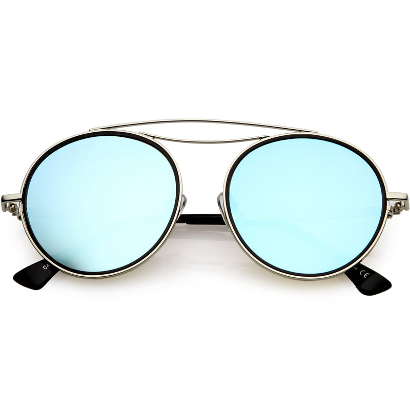 zeroUV Retro Polarized Round Metal Aviator Mirrored Lens Sunglasses C821 Sunglasses
