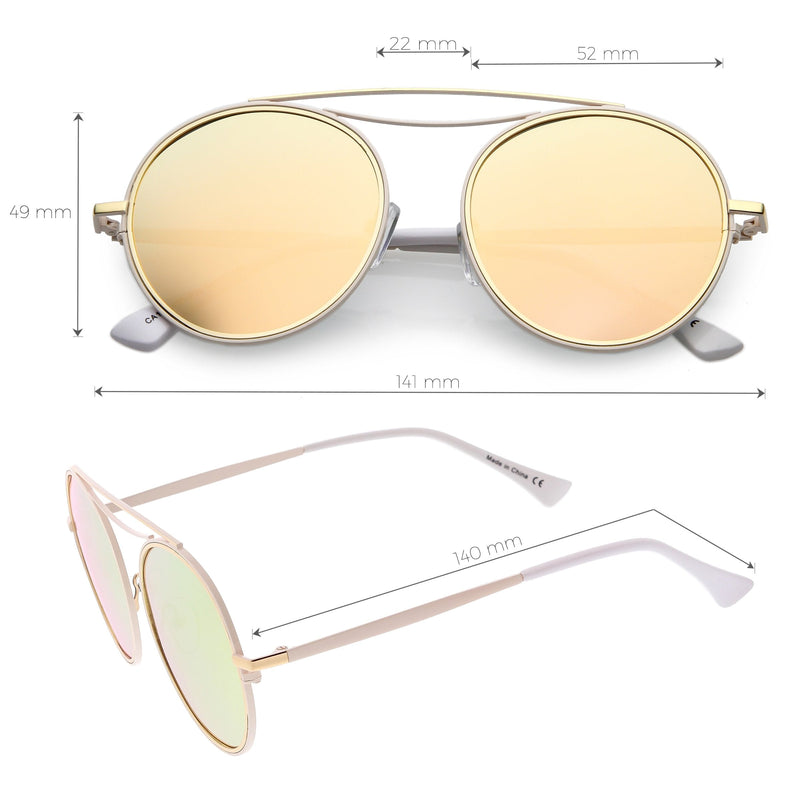 zeroUV Retro Polarized Round Metal Aviator Mirrored Lens Sunglasses C821 Sunglasses