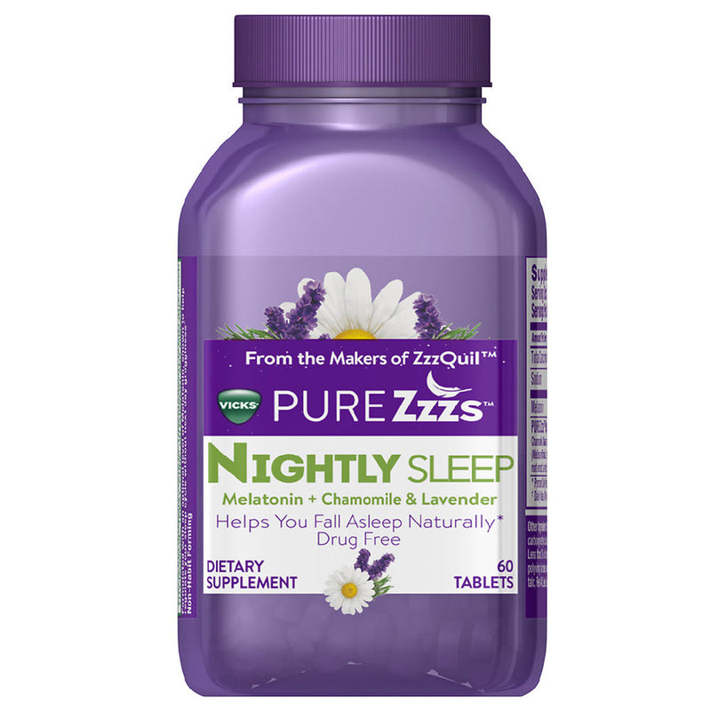Vicks Vicks PURE Zzzs Nightly Sleep Melatonin, Tablets Health Care