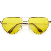 zeroUV Retro Oversize Color Tone Flat Top Aviator Sunglasses C755 Sunglasses