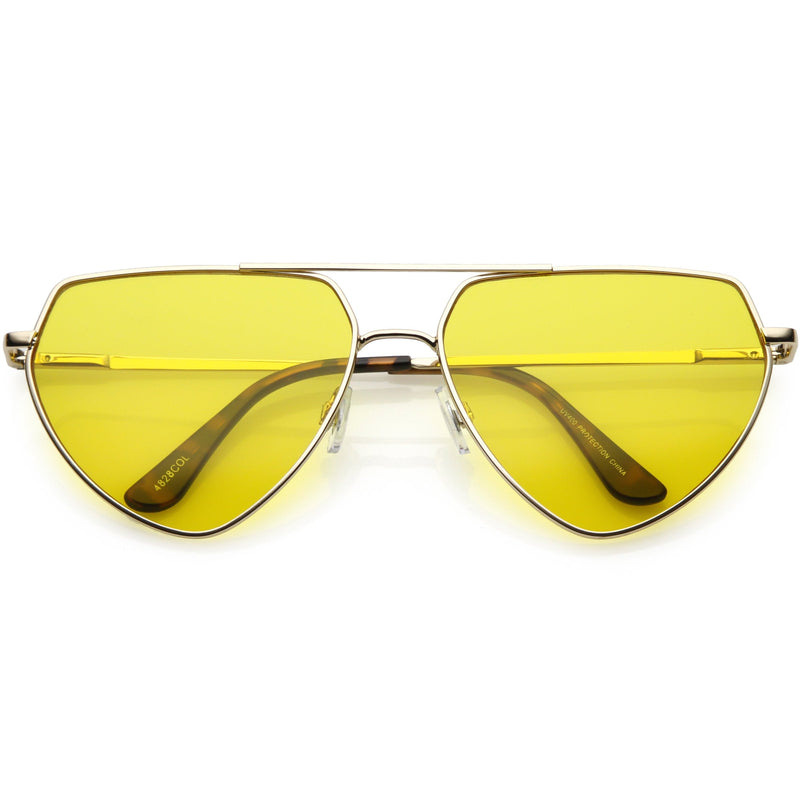 zeroUV Retro Oversize Color Tone Flat Top Aviator Sunglasses C755 Sunglasses
