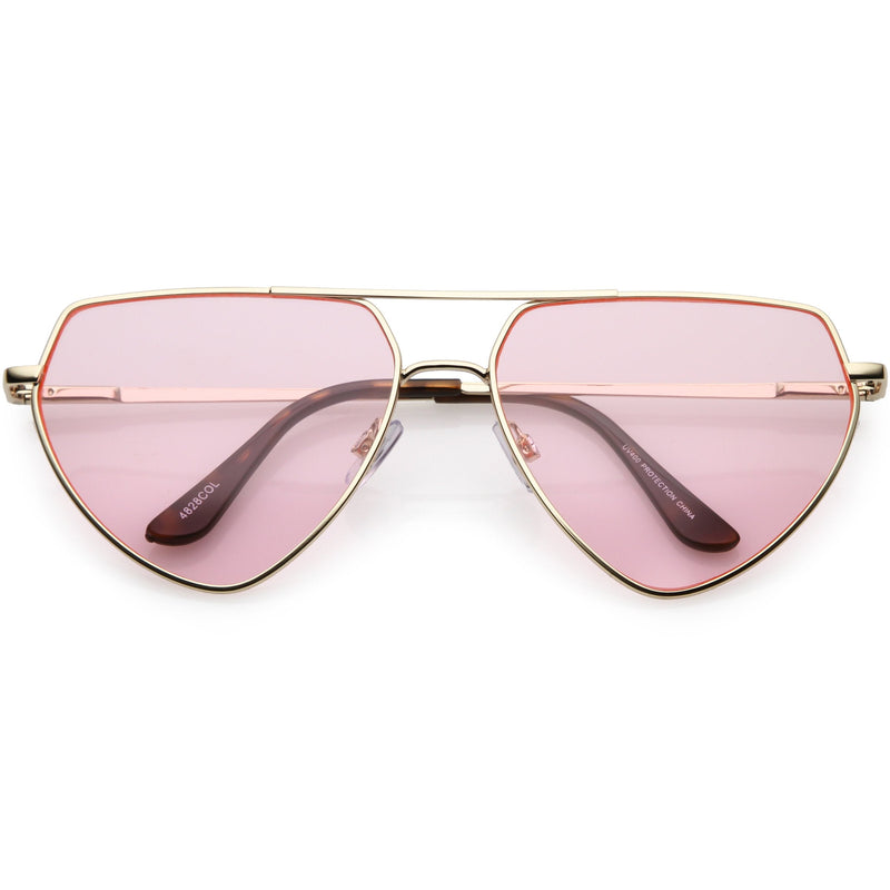 zeroUV Retro Oversize Color Tone Flat Top Aviator Sunglasses C755 Sunglasses