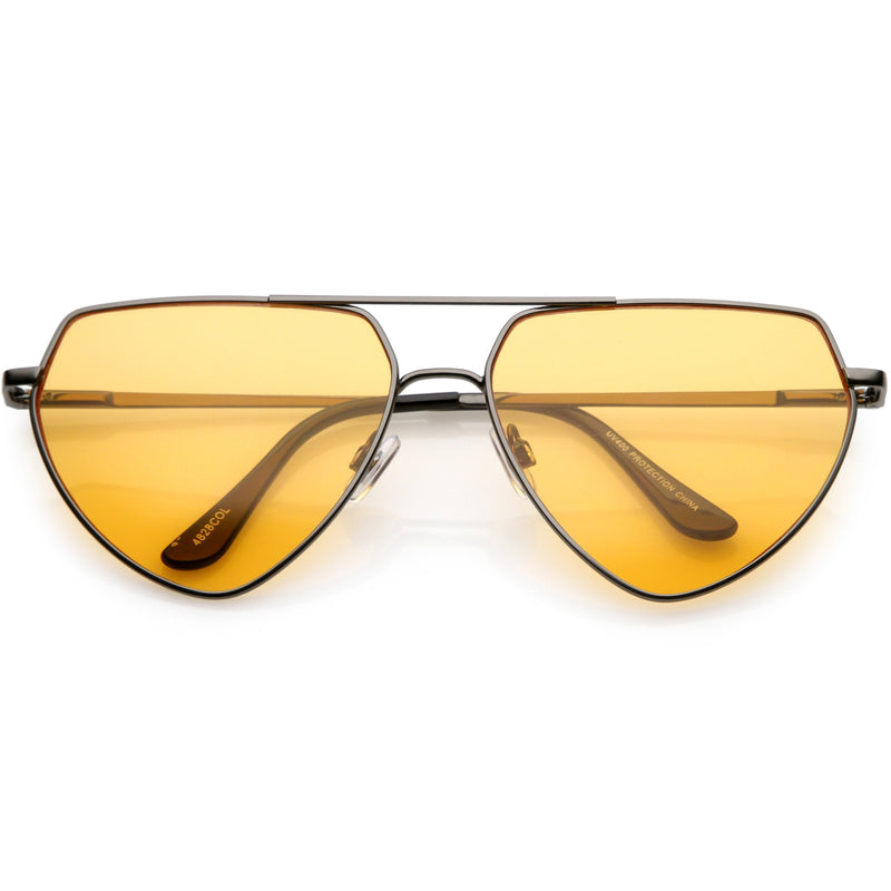 zeroUV Retro Oversize Color Tone Flat Top Aviator Sunglasses C755 Sunglasses