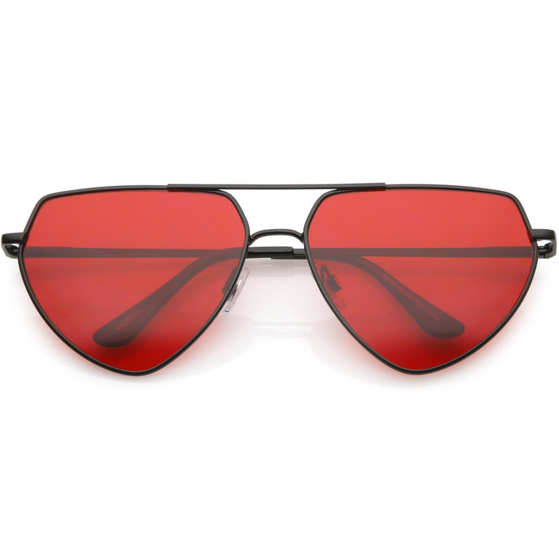 zeroUV Retro Oversize Color Tone Flat Top Aviator Sunglasses C755 Sunglasses