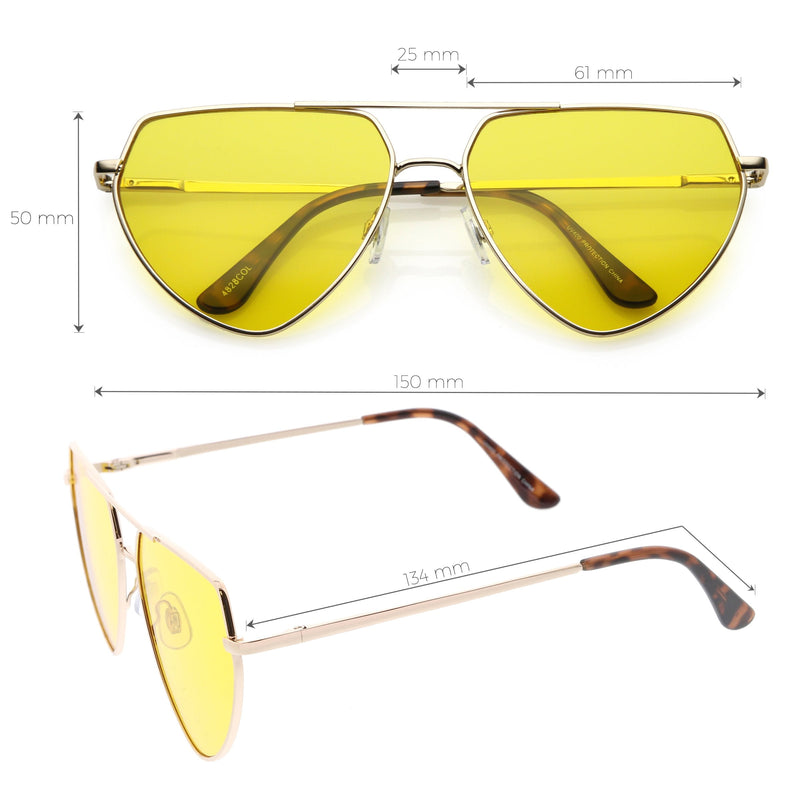zeroUV Retro Oversize Color Tone Flat Top Aviator Sunglasses C755 Sunglasses