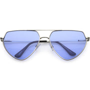 zeroUV Retro Oversize Color Tone Flat Top Aviator Sunglasses C755 Sunglasses