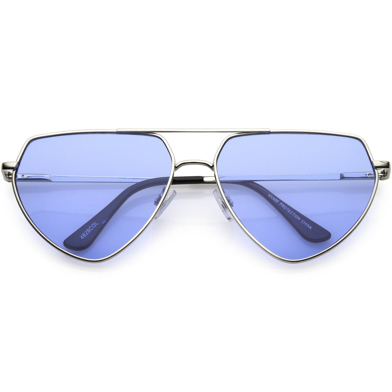 zeroUV Retro Oversize Color Tone Flat Top Aviator Sunglasses C755 Sunglasses