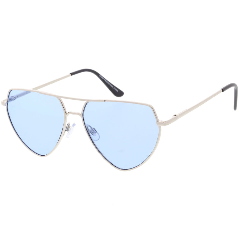 zeroUV Retro Oversize Color Tone Flat Top Aviator Sunglasses C755 Sunglasses