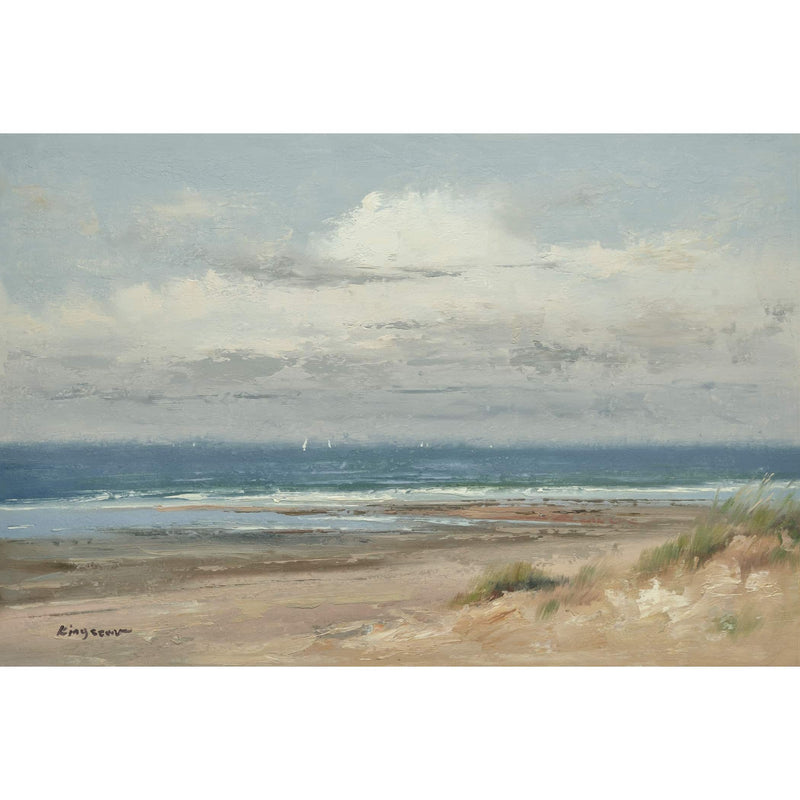 Nava Beauty Original Oil Painting of Beach Dark Gray