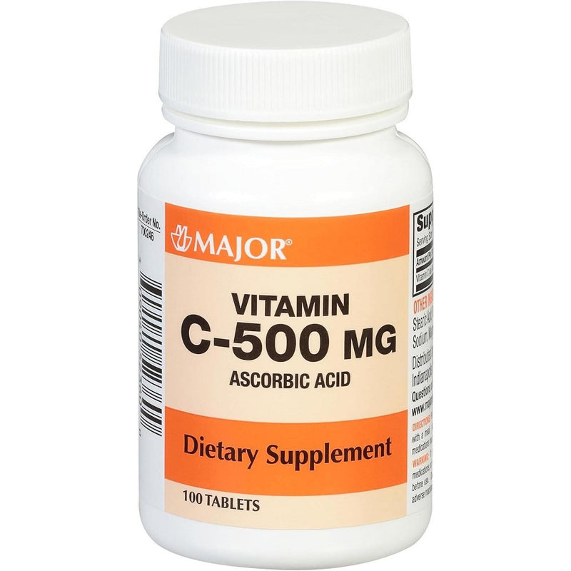 Major Major Ascorbic Acid 500 Mg Unit Dose Vitamin C Tablets 100 Vitamins & Supplements White Smoke