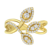 Bids.com 10K Yellow Gold 1/2 Cttw Round-Cut Diamond Layered Crossover Triple Leaf Bypass Ring (I-J Color, I1-I2 Clarity) - Size 7 Rings
