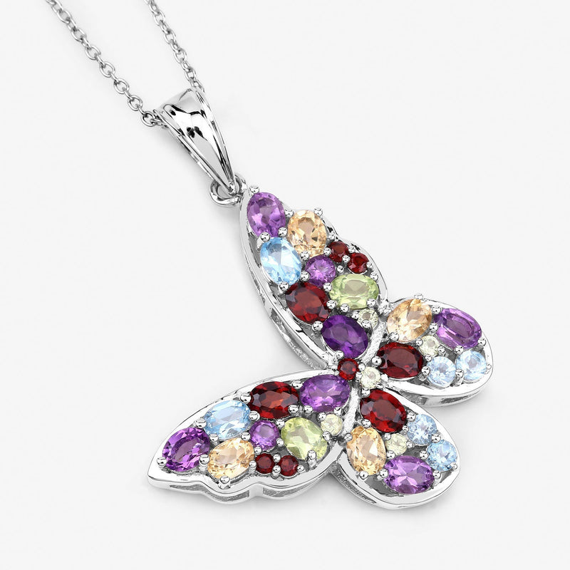 Bids.com 3.80 Carat Genuine Multi Stones .925 Sterling Silver Pendant Pendants