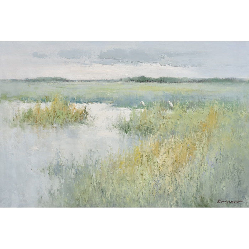 Nava Beauty Original Oil Painting of Marsh Land Gray