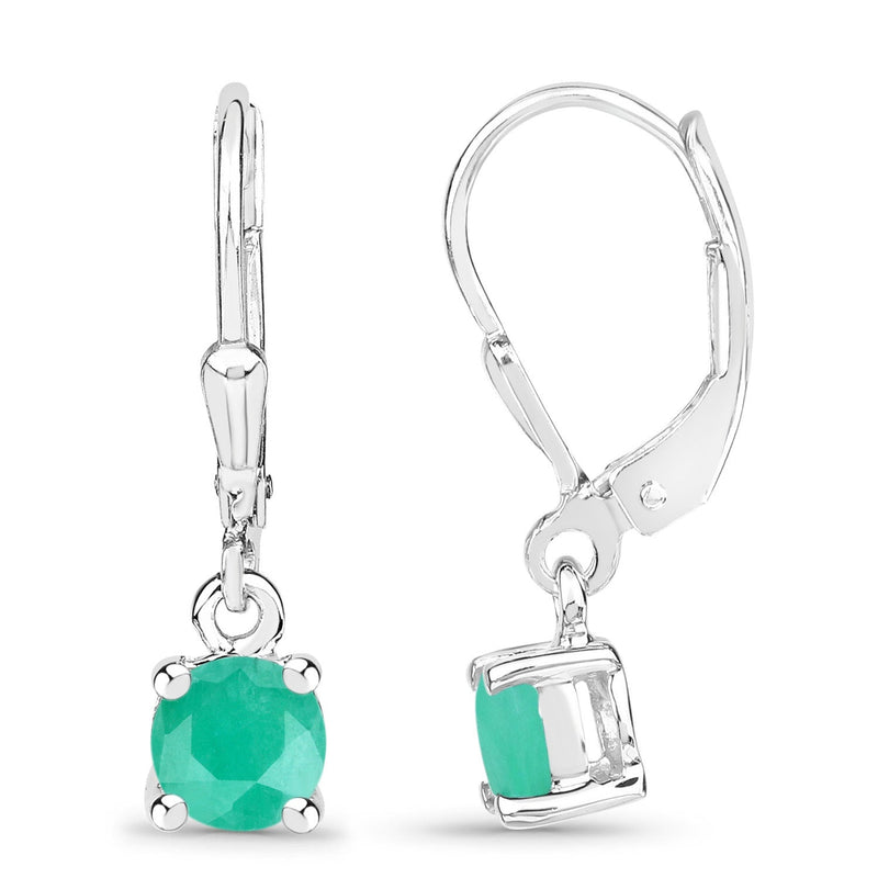 Bids.com 0.92 Carat Genuine Emerald .925 Sterling Silver Earrings Earrings