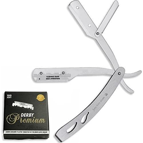 Barbersets - The Shave Factory Straight Edge Razor Kit (Matte / 100 Derby Premium Single Edge Razor Blades)