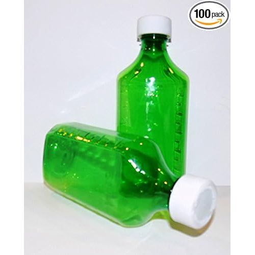 Green C/R. Oval Plastic  Bottle  8 Oz x100 Ea