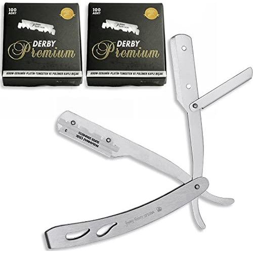 Barbersets - The Shave Factory Straight Edge Razor Kit (Matte / 200 Derby Premium Single Edge Razor Blades)