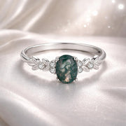 Bids.com 925 Sterling Silver Agate and CZ Pendant Ring Size 6 for Women Rings