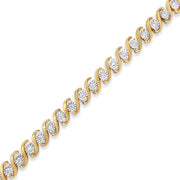 Bids.com 14K Yellow Gold Plated .925 Sterling Silver 1/2 Cttw Round Miracle-Set Diamond S-Curve Tennis Bracelet (I-J Color, I3 Clarity) - 7" Bracelets