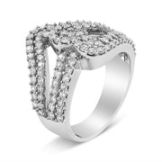 Bids.com 14K White Gold 1 1/2 Cttw Diamond Open Double Heart Bypass Ring Band (H-I Color, VS1-VS2 Clarity) - Ring Size 7 Rings